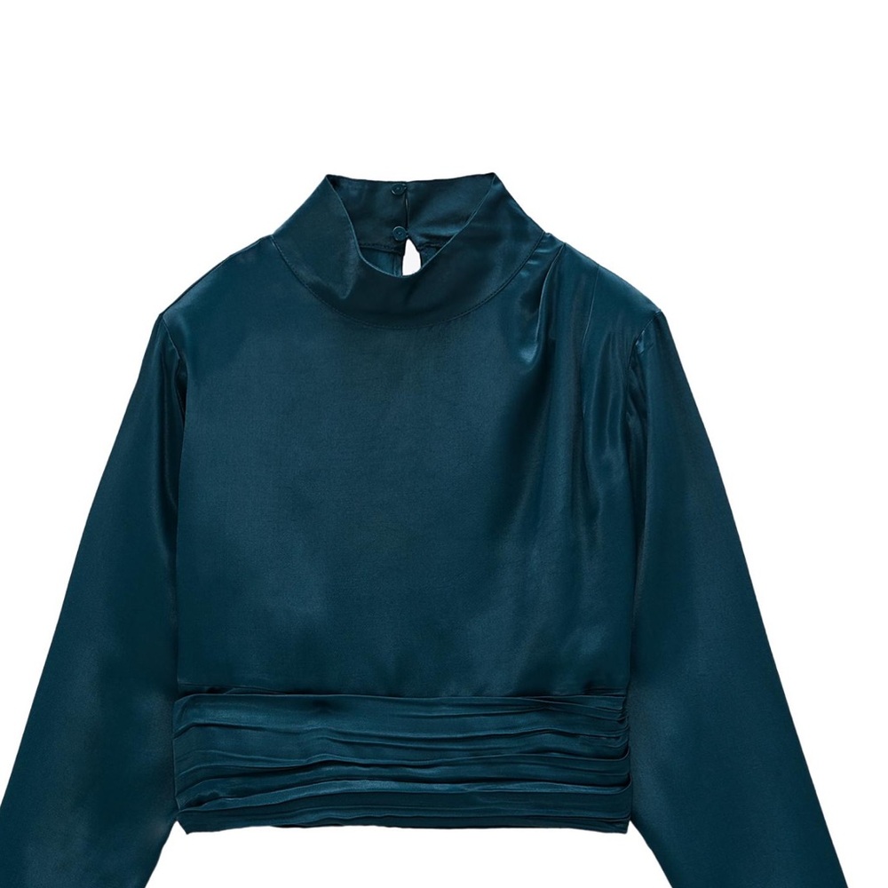 Zara Teal Satin Blouse